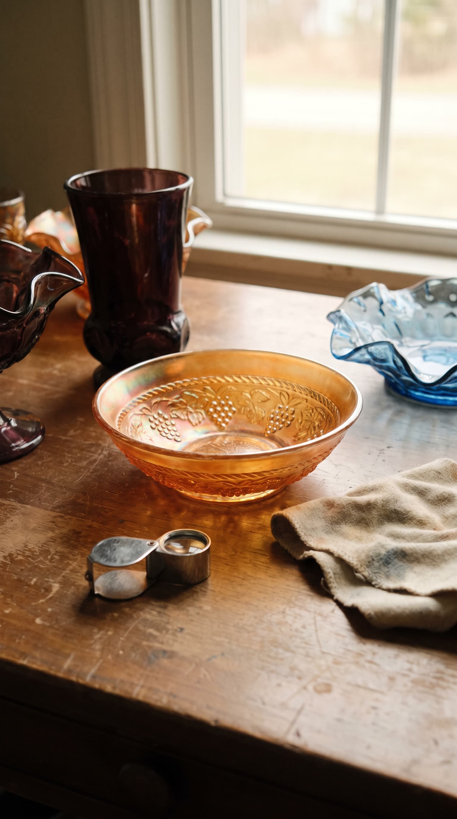 Featured image for Carnival Glass Identification: How to Identify Patterns and Iridescence